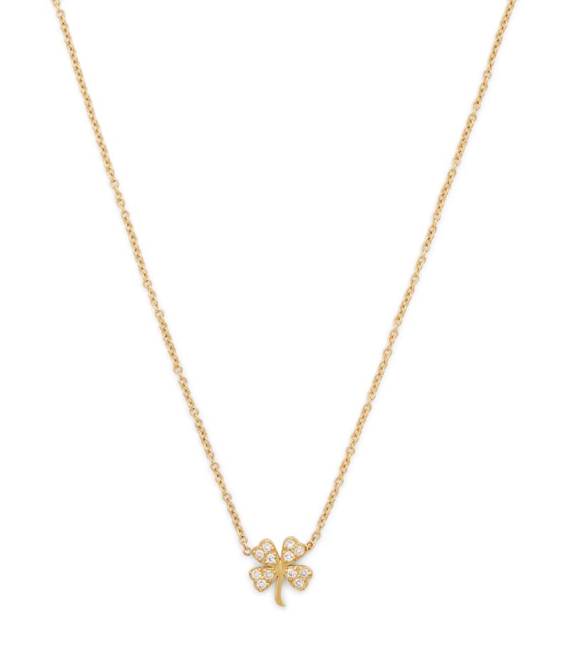 Jennifer Meyer Jennifer Meyer Mini Yellow Gold And Diamond Edith Clover Necklace