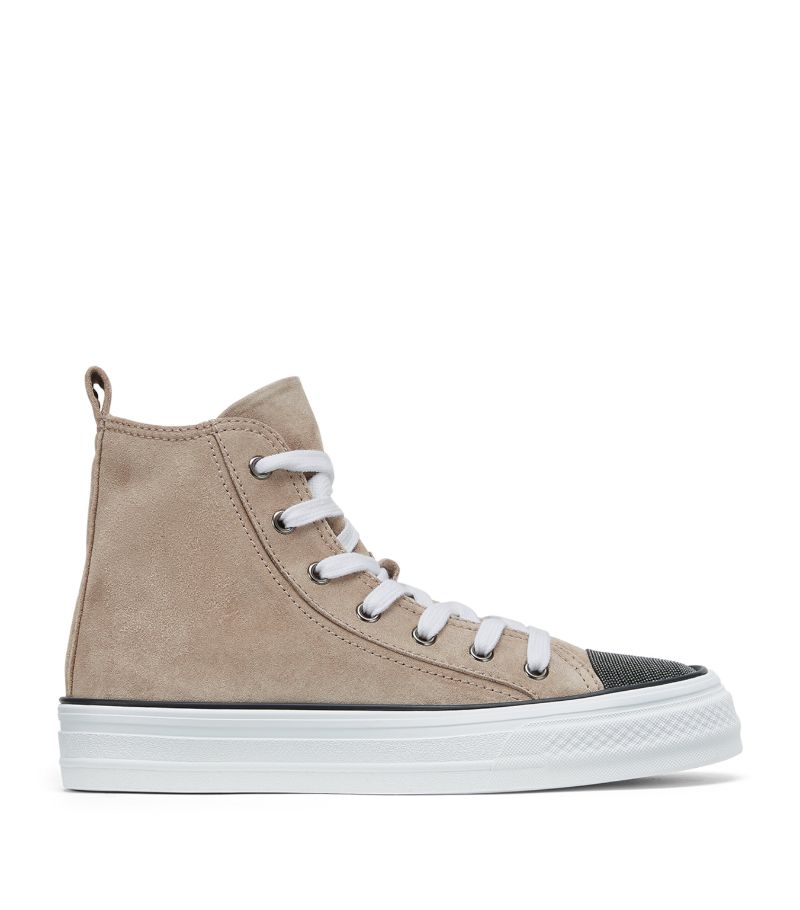 Brunello Cucinelli Brunello Cucinelli Suede Monili-Embellished High-Top Sneakers