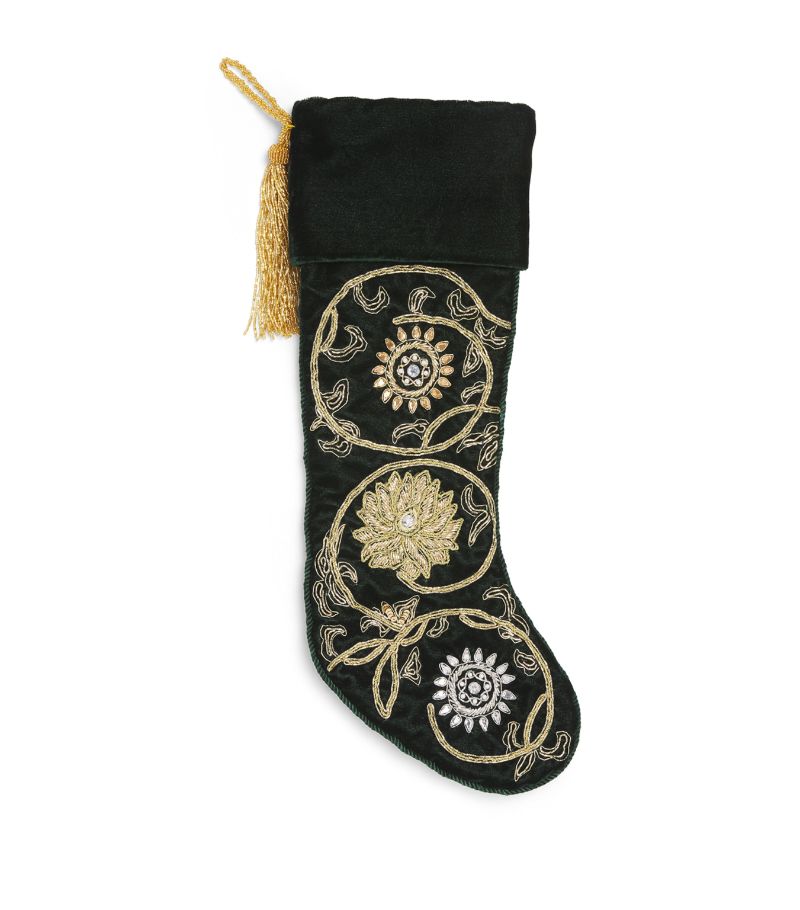 Harrods Harrods Velvet Embroidered Stocking