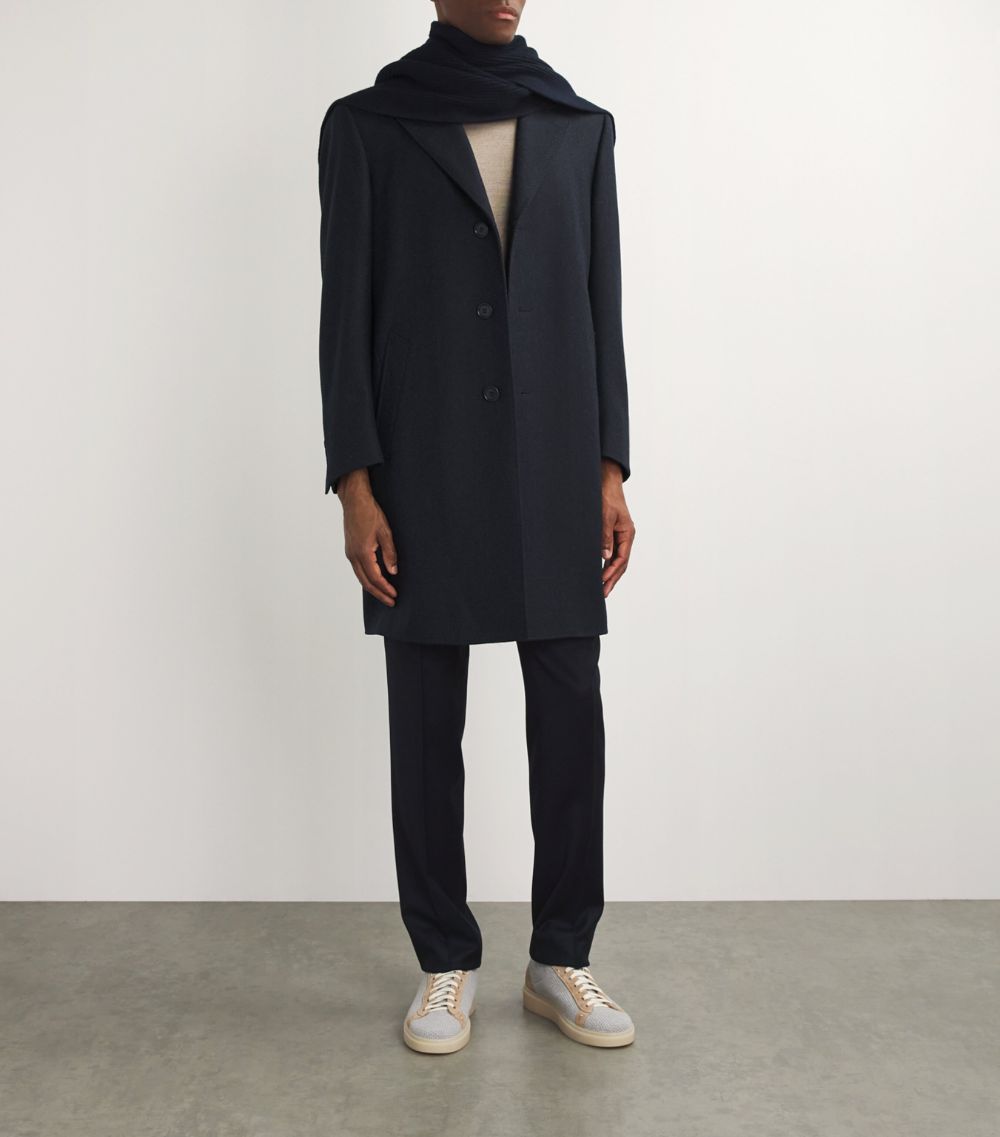 Canali Canali Wool-Cashmere Herringbone Overcoat