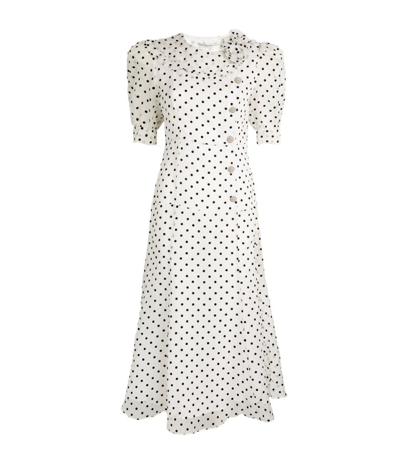 Alessandra Rich Alessandra Rich Silk Polka-Dot Maxi Dress