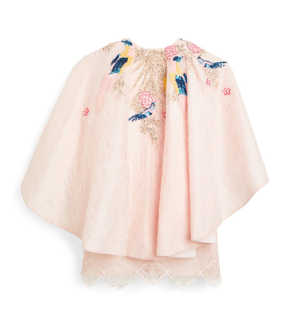 Mischka Aoki Kids Mischka Aoki Kids Embroidered Lace Cape-Sleeve Dress (4-12 Years)