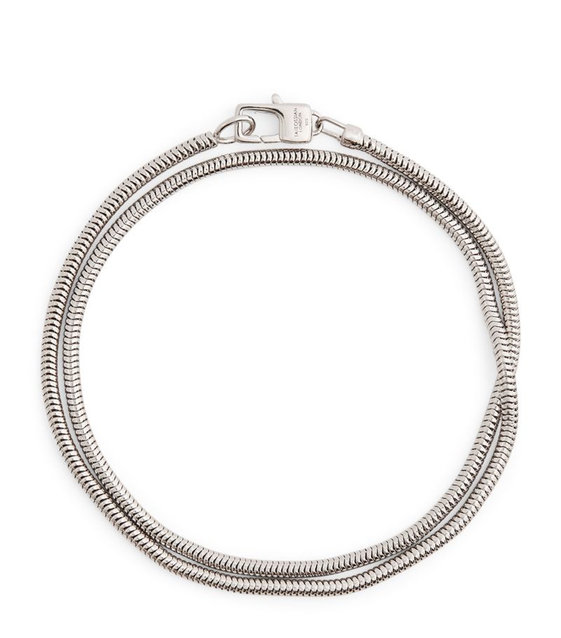 Tateossian Tateossian Rhodium-Plated Sterling Silver Serpente Bracelet