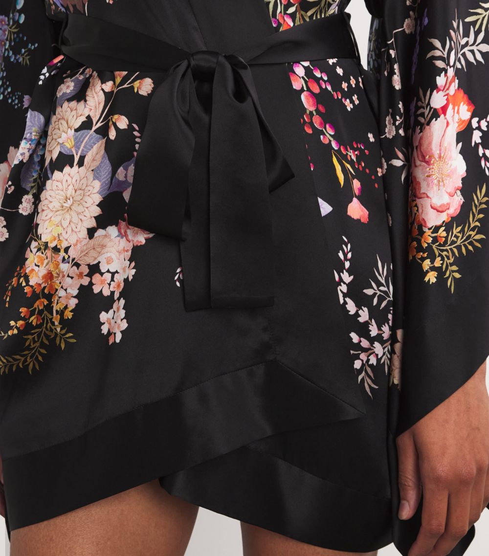 Meng Meng Silk-Satin Floral Kimono