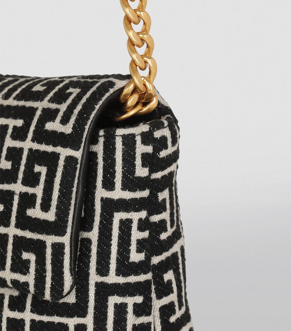 Balmain Balmain Mini Monogram Jacquard 1945 Soft Shoulder Bag