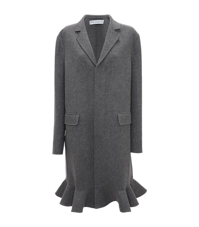 Jw Anderson JW Anderson Wool Ruffled-Hem Coat