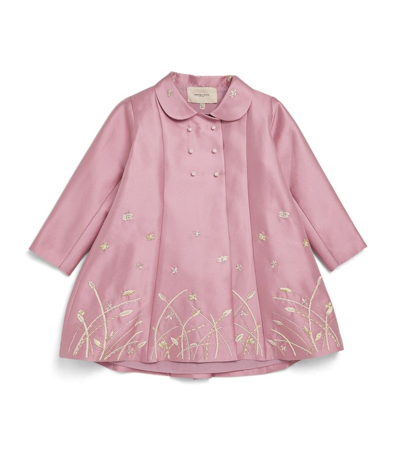  Shatha Essa Kids Satin Embroidered Coat (2-14 Years)