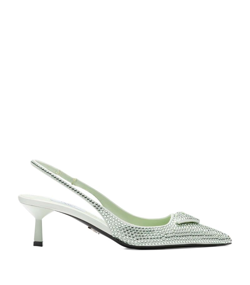 Prada Prada Crystal-Embellished Slingback Pumps 55