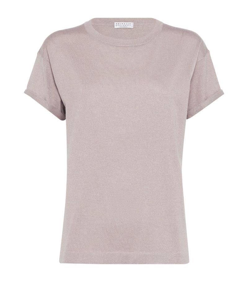 Brunello Cucinelli Brunello Cucinelli Silk-Cashmere Lamé T-Shirt