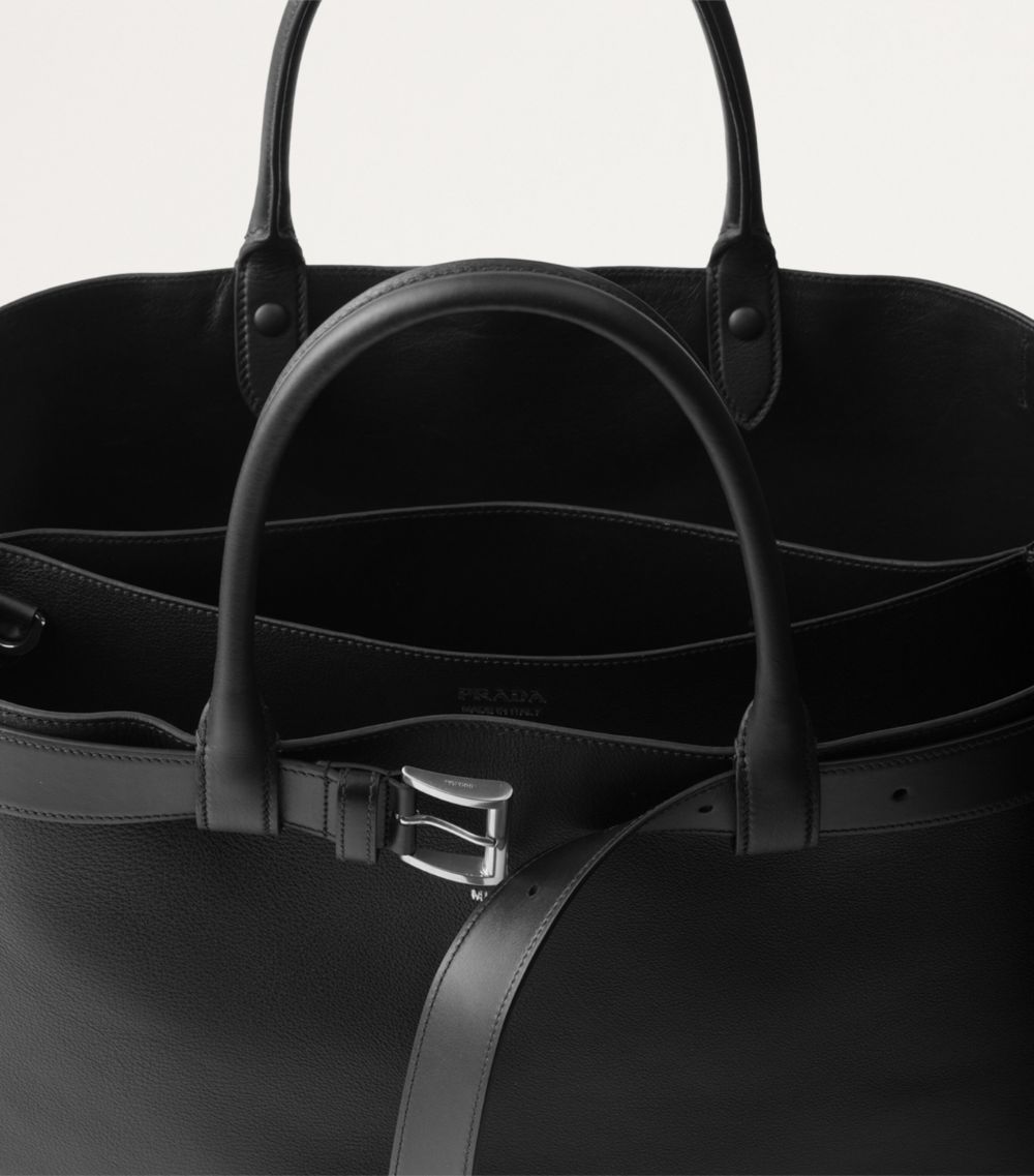 Prada Prada Leather Buckle Tote Bag