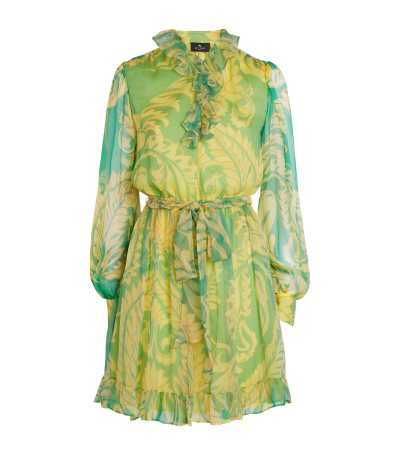 Etro Etro Silk Ruffle-Trim Mini Dress