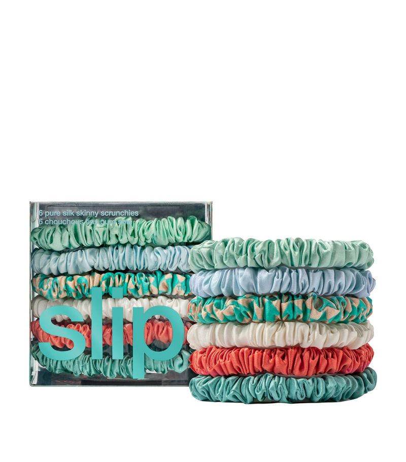 Slip Slip Pure Silk Skinny Seabreeze Scrunchies (Set Of 6)