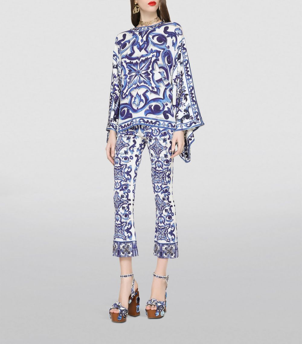 Dolce & Gabbana Dolce & Gabbana Majolica Print Flared Trousers