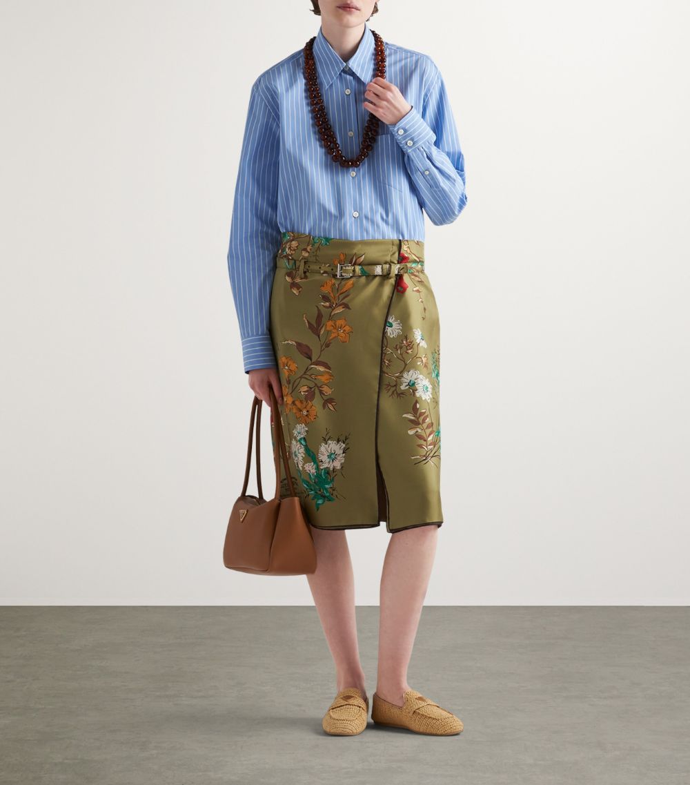 Prada Prada Silk Twill Floral Midi Skirt