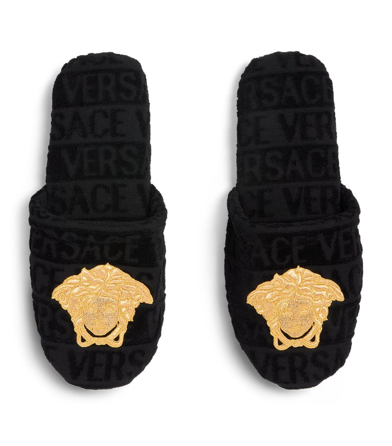 Versace Versace Embroidered Medusa Slippers