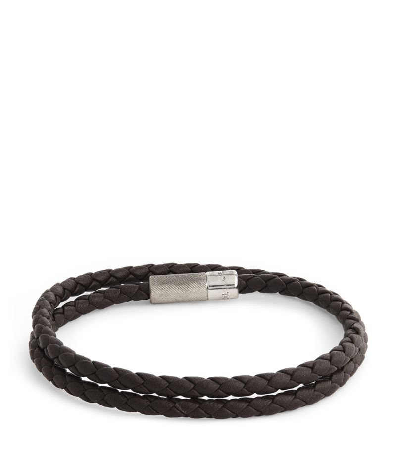 Tateossian Tateossian Leather Double-Wrap Braided Bracelet
