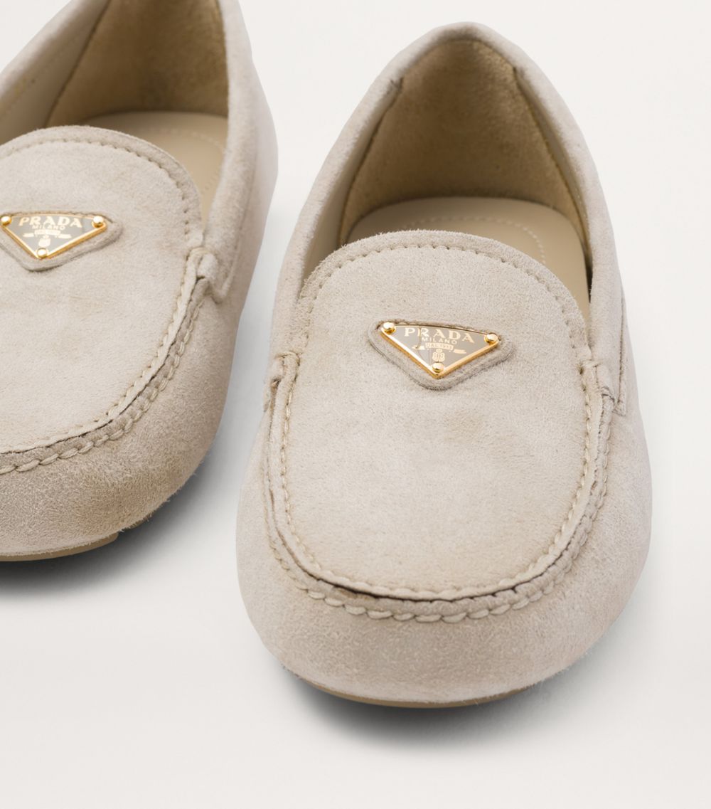 Prada Prada Suede Triangle Driving Loafers