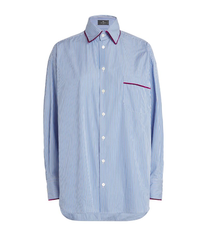 Etro Etro Velvet-Trim Striped Shirt