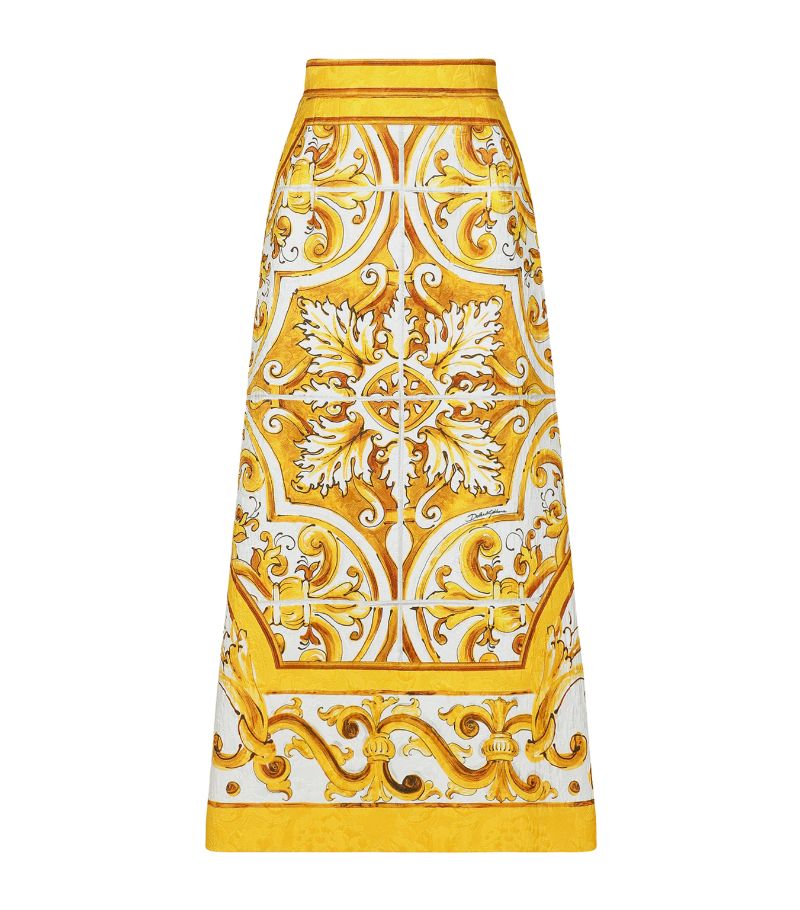 Dolce & Gabbana Dolce & Gabbana Cotton-Blend Majolica Print Midi Skirt