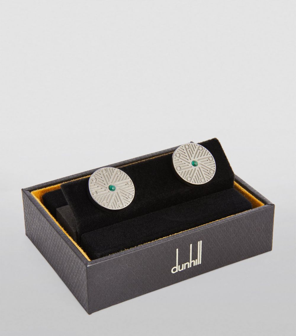 Dunhill Dunhill Platinum-Plated Silver And Malachite D-Ray Cufflinks