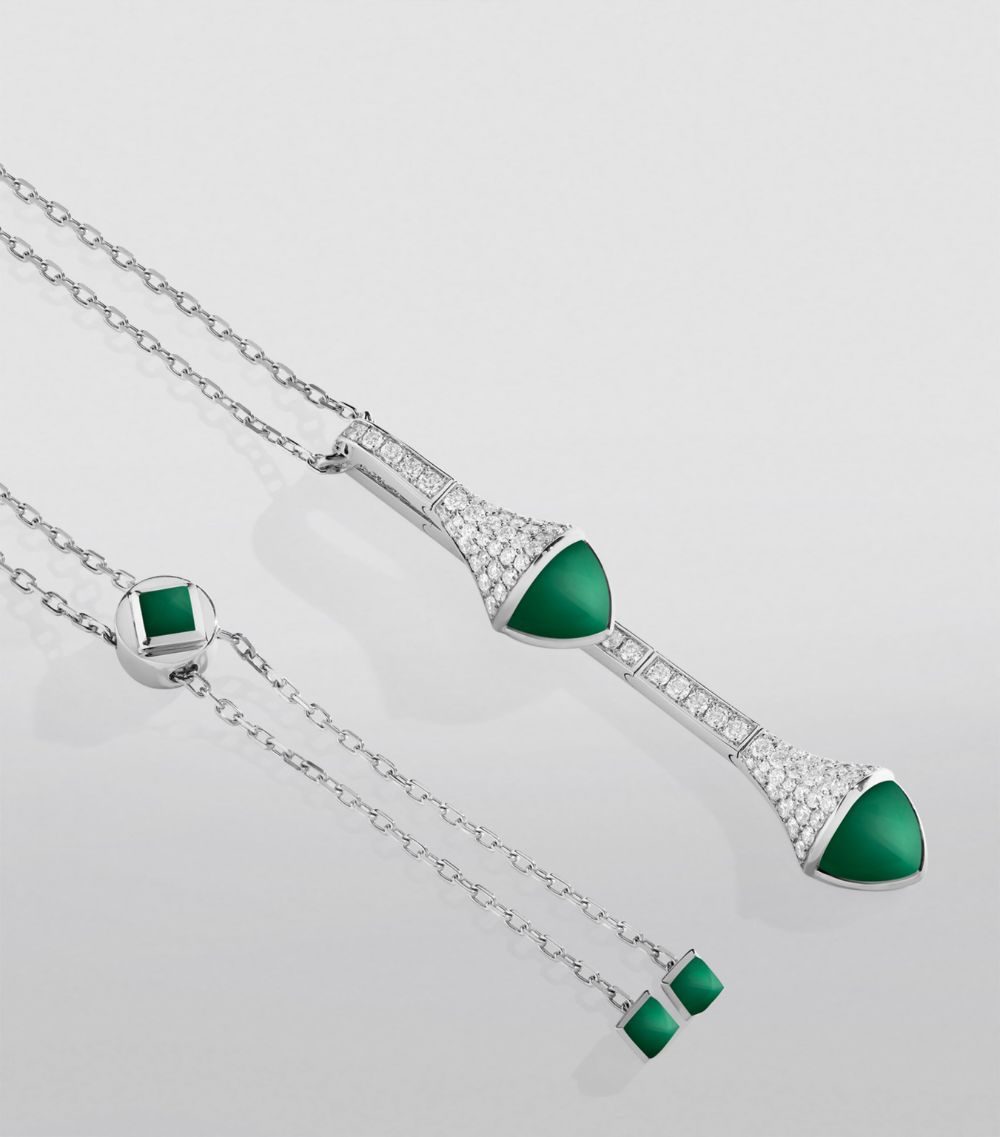  Marli New York White Gold, Diamond And Green Agate Cleo Pendant Necklace