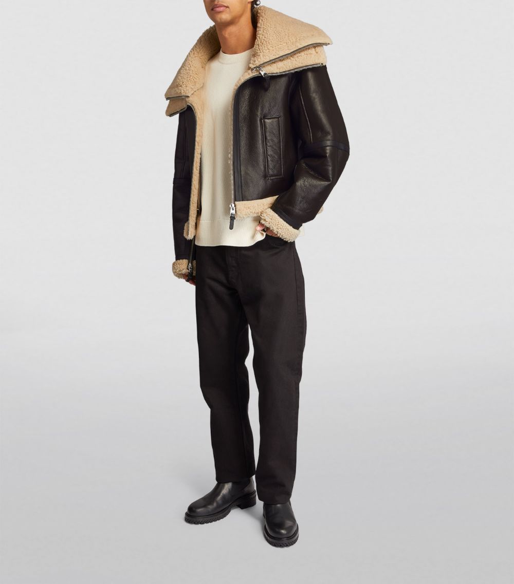 Mackage Mackage Shearling-Lined Double-Collar Leather Jacket