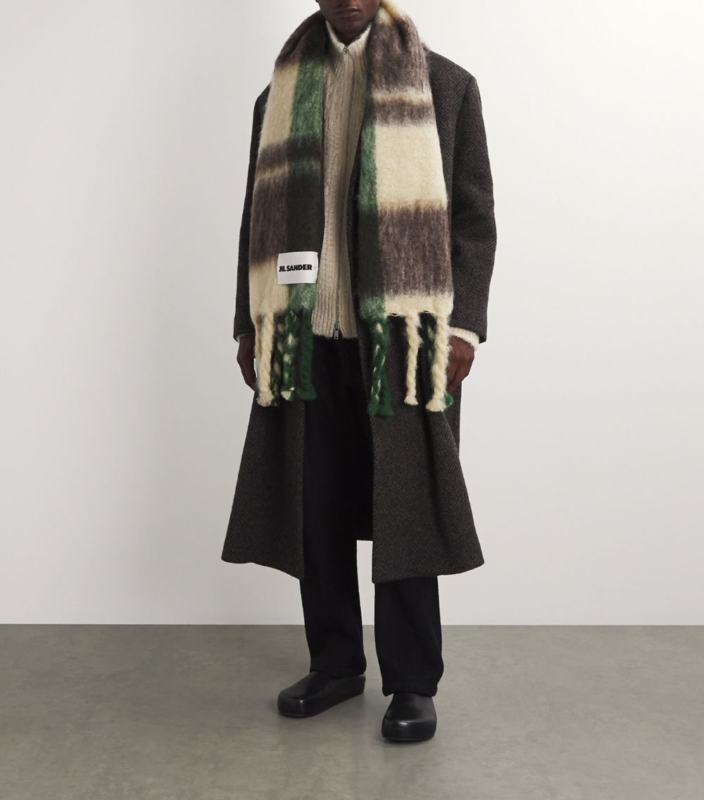 Jil Sander Jil Sander Mohair-Wool Blend Check Scarf