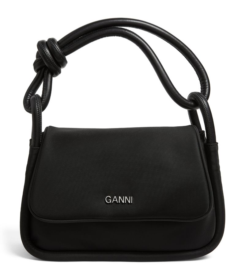 Ganni GANNI Medium Leather-Knot Flap Shoulder Bag