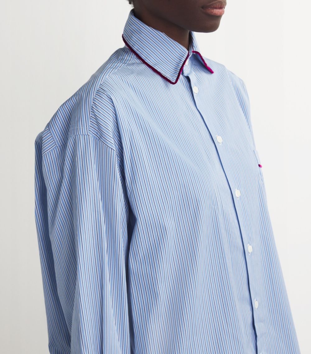 Etro Etro Velvet-Trim Striped Shirt