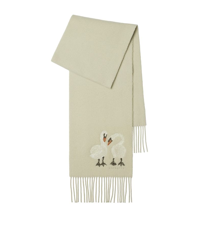 Burberry Burberry Wool-Cashmere Embroidered-Swan Scarf