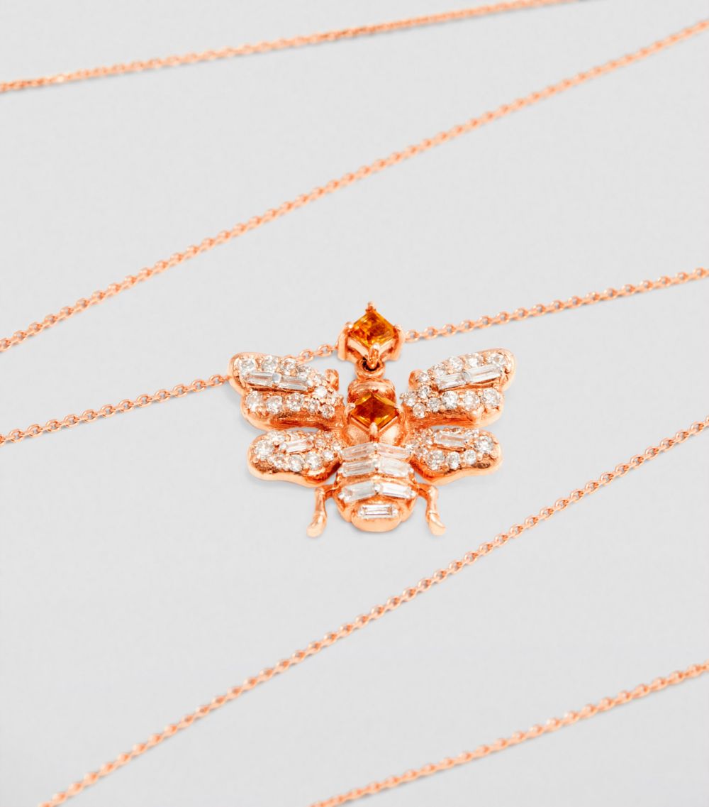 Bee Goddess Bee Goddess Rose Gold, Diamond And Citrine Queen Bee Necklace