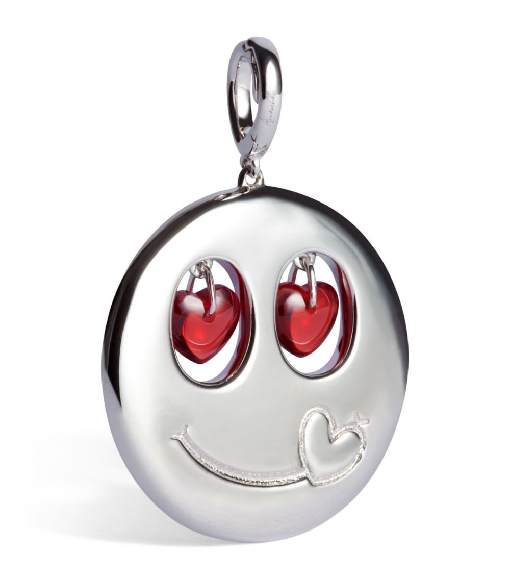 Annoushka Annoushka White Gold, Diamond, Sapphire And Garnet Mythology Cupid Happy Face Charm