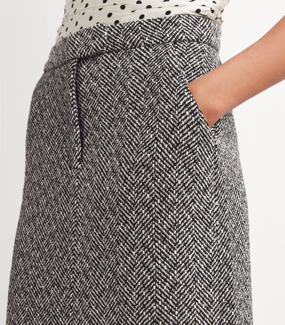 Self-Portrait Self-Portrait Wool-Blend Herringbone Skirt