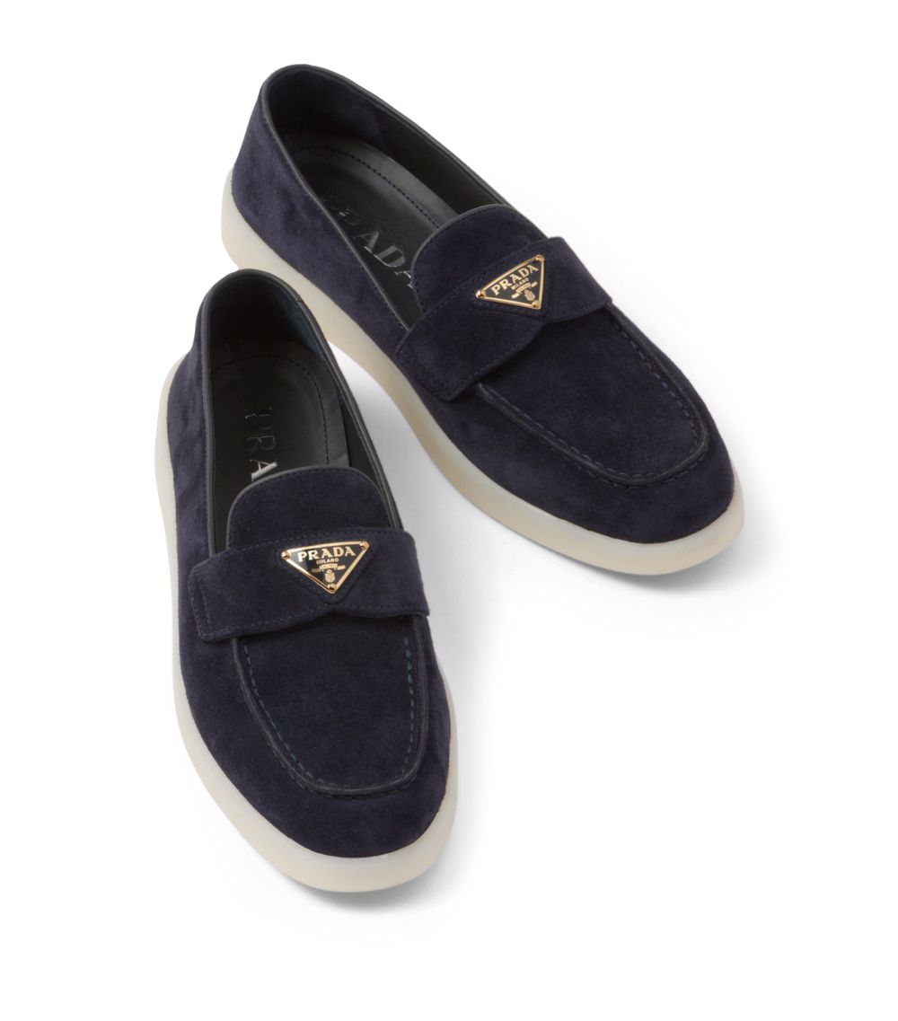 Prada Prada Suede Triangle Loafers