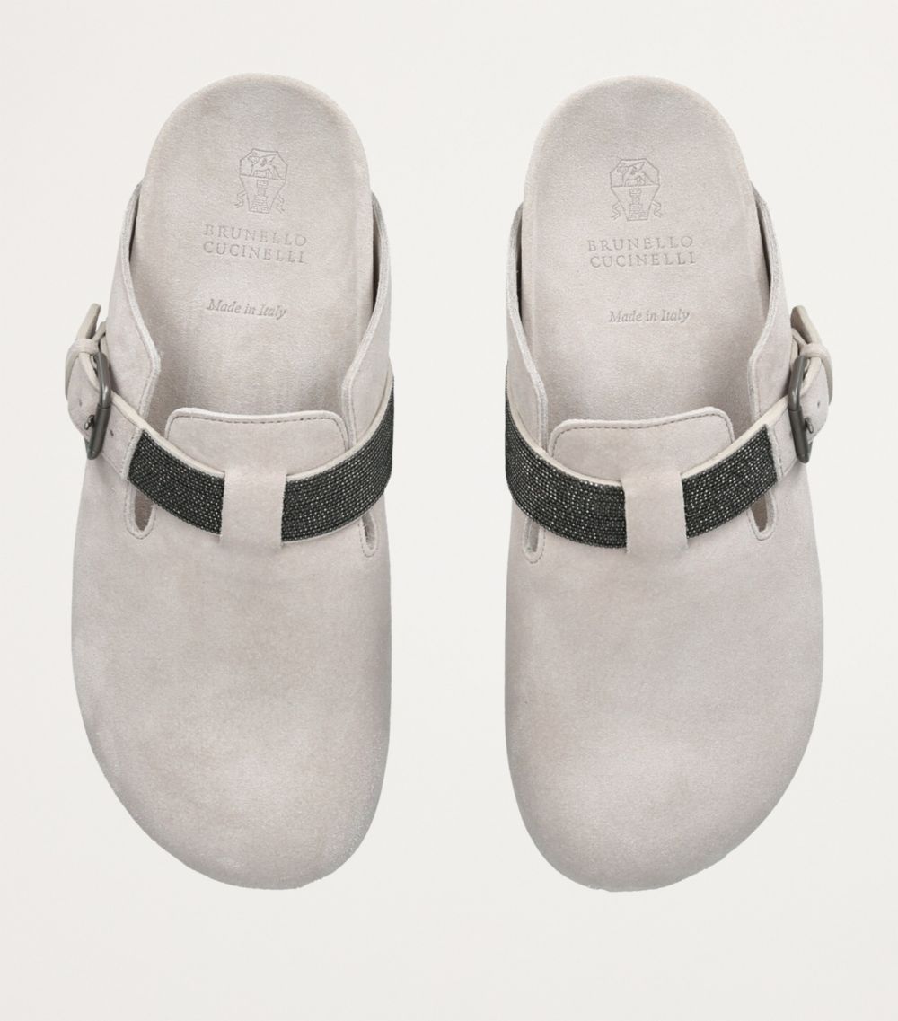 Brunello Cucinelli Brunello Cucinelli Suede Monili-Trim Clogs