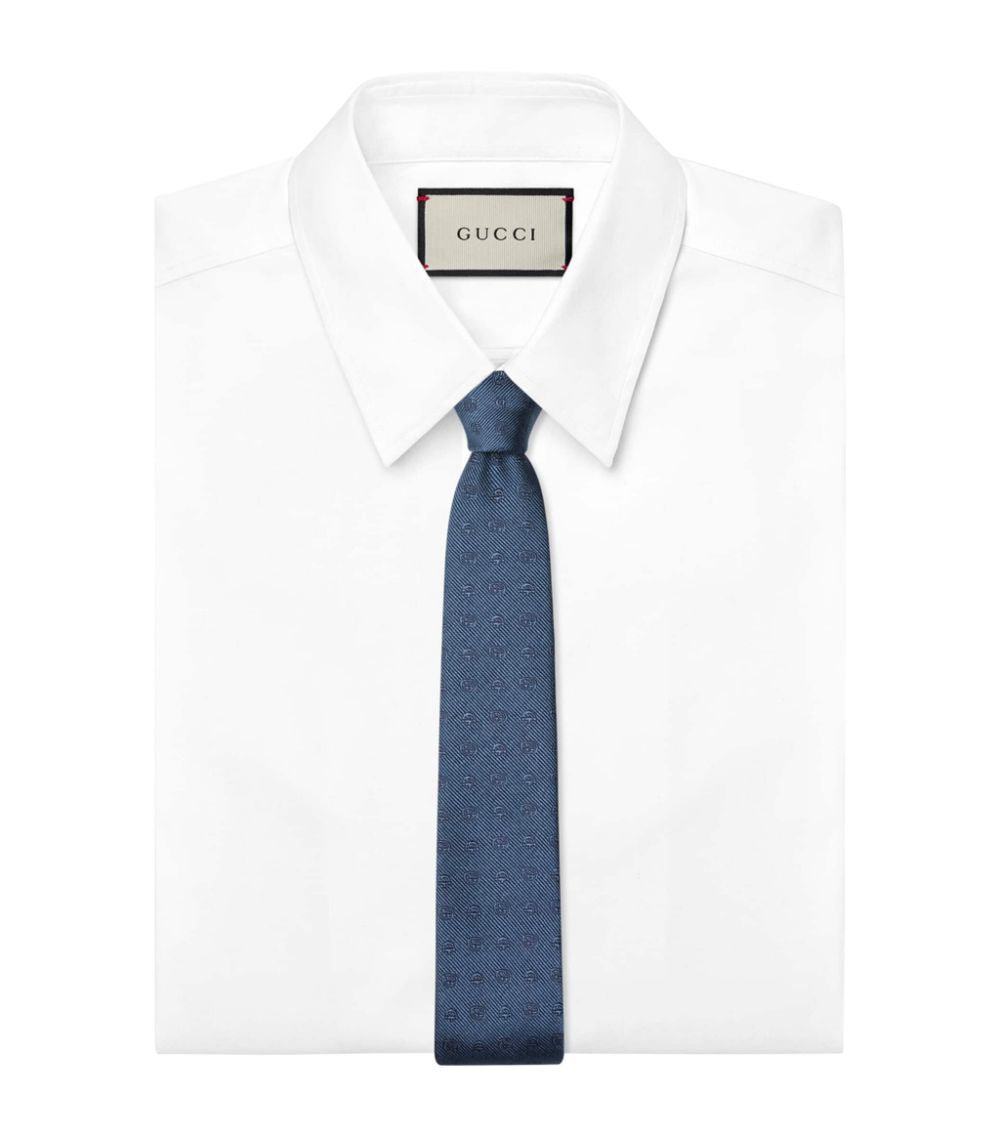 Gucci Gucci Silk Interlocking G Horsebit Tie