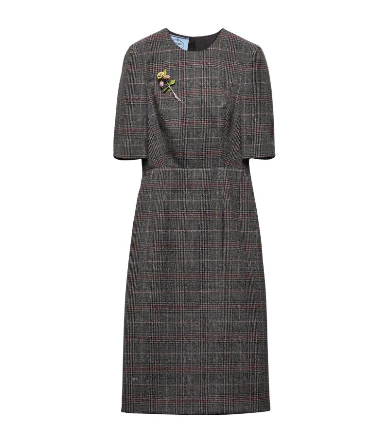 Prada Prada Wool Prince Of Wales Midi Dress