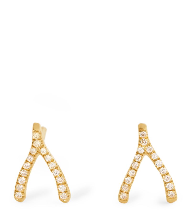 Jennifer Meyer Jennifer Meyer Yellow Gold and Diamond Wishbone Stud Earrings