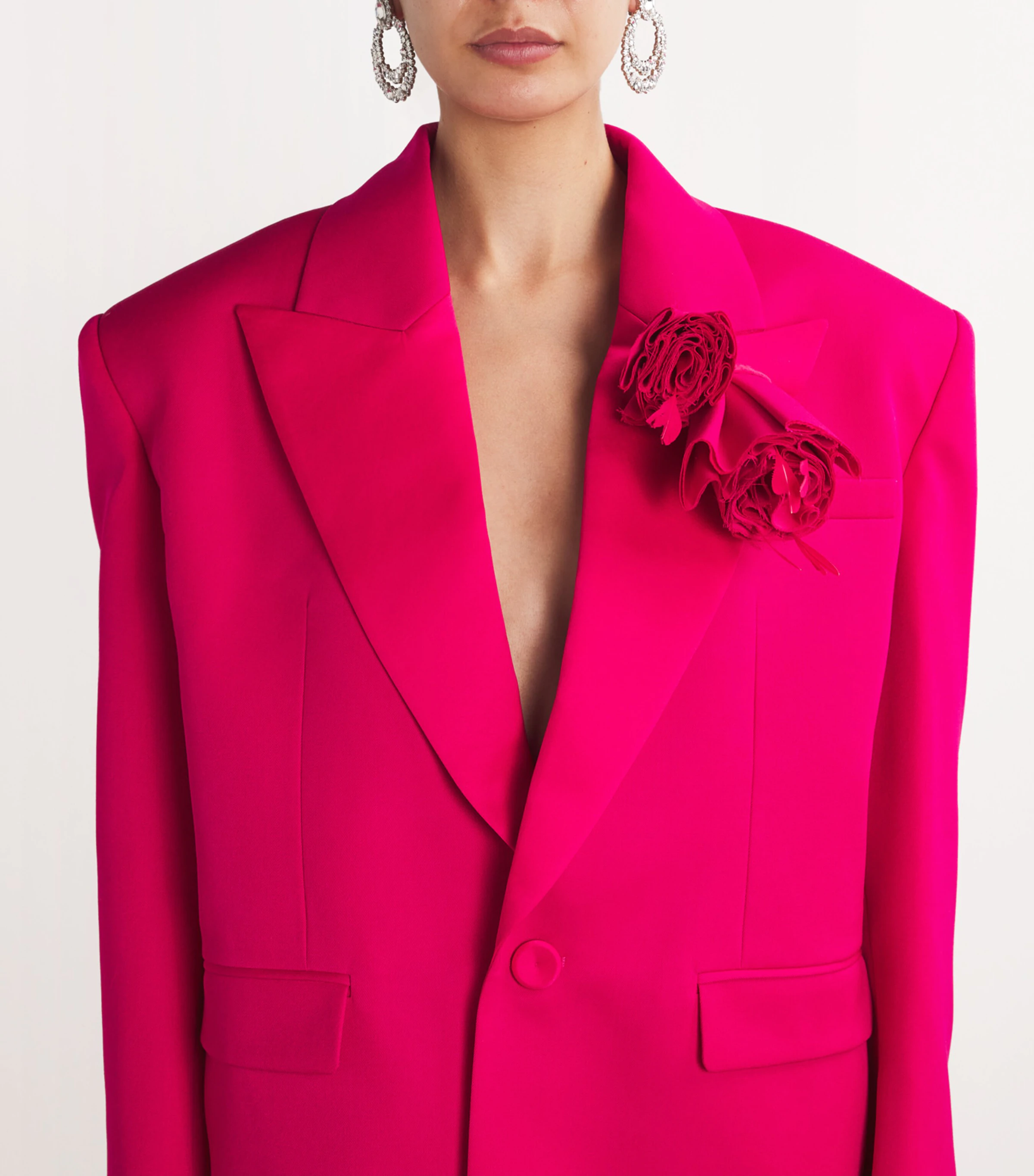  Area Nyc Wool Flower Corsage Blazer