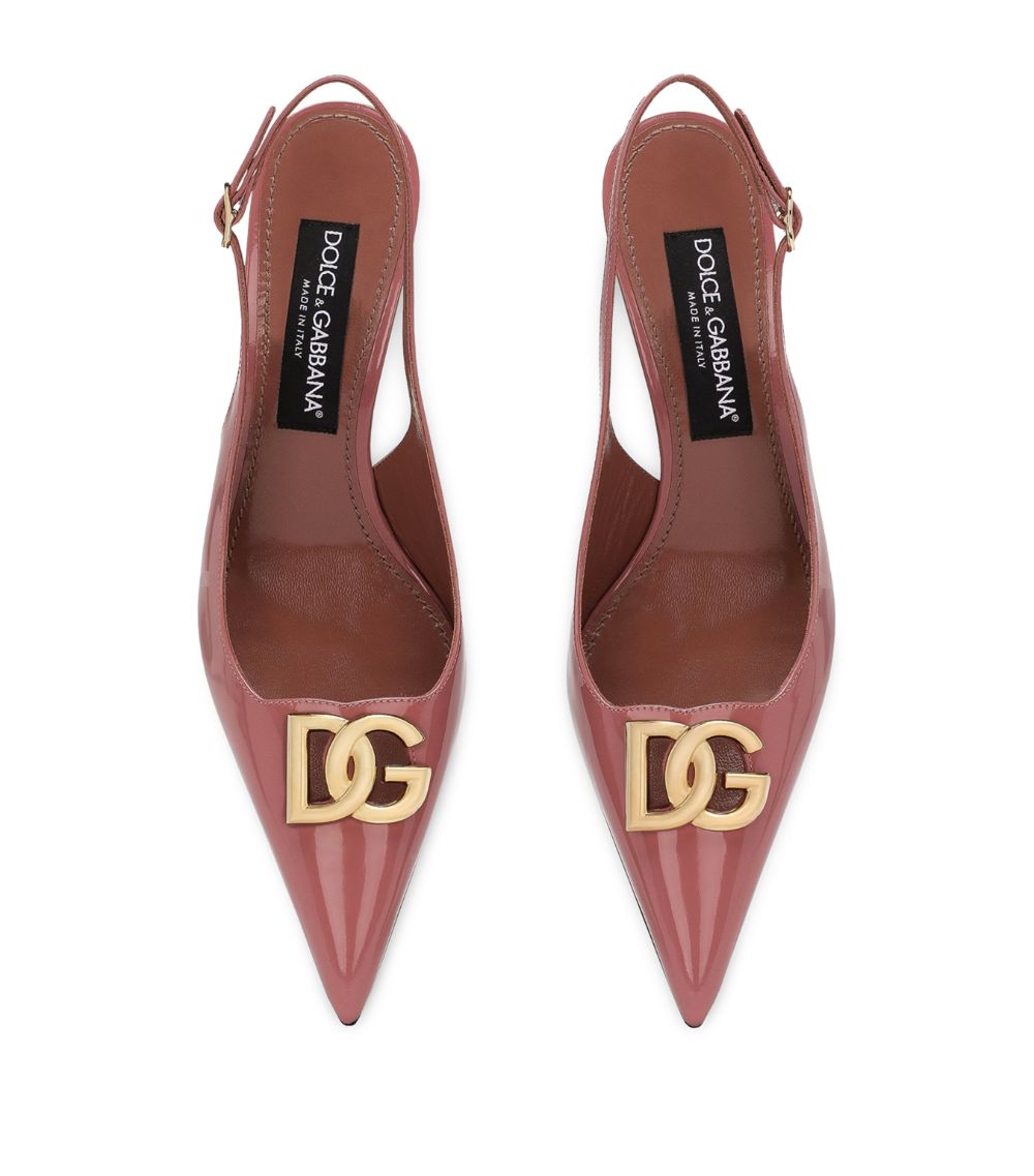 Dolce & Gabbana Dolce & Gabbana Patent Leather Logo Slingback Pumps