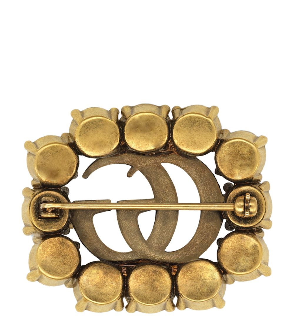 Gucci Gucci Double G Brooch With Crystals