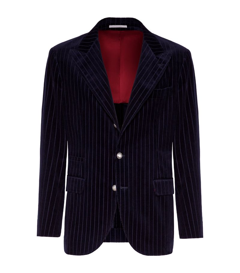 Brunello Cucinelli Brunello Cucinelli Velvet Pinstripe Cavallo Deconstructed Blazer