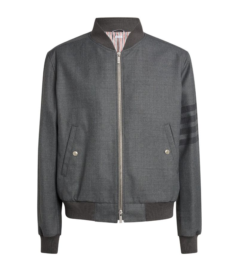 Thom Browne Thom Browne Wool-Blend 4-Bar Bomber Jacket