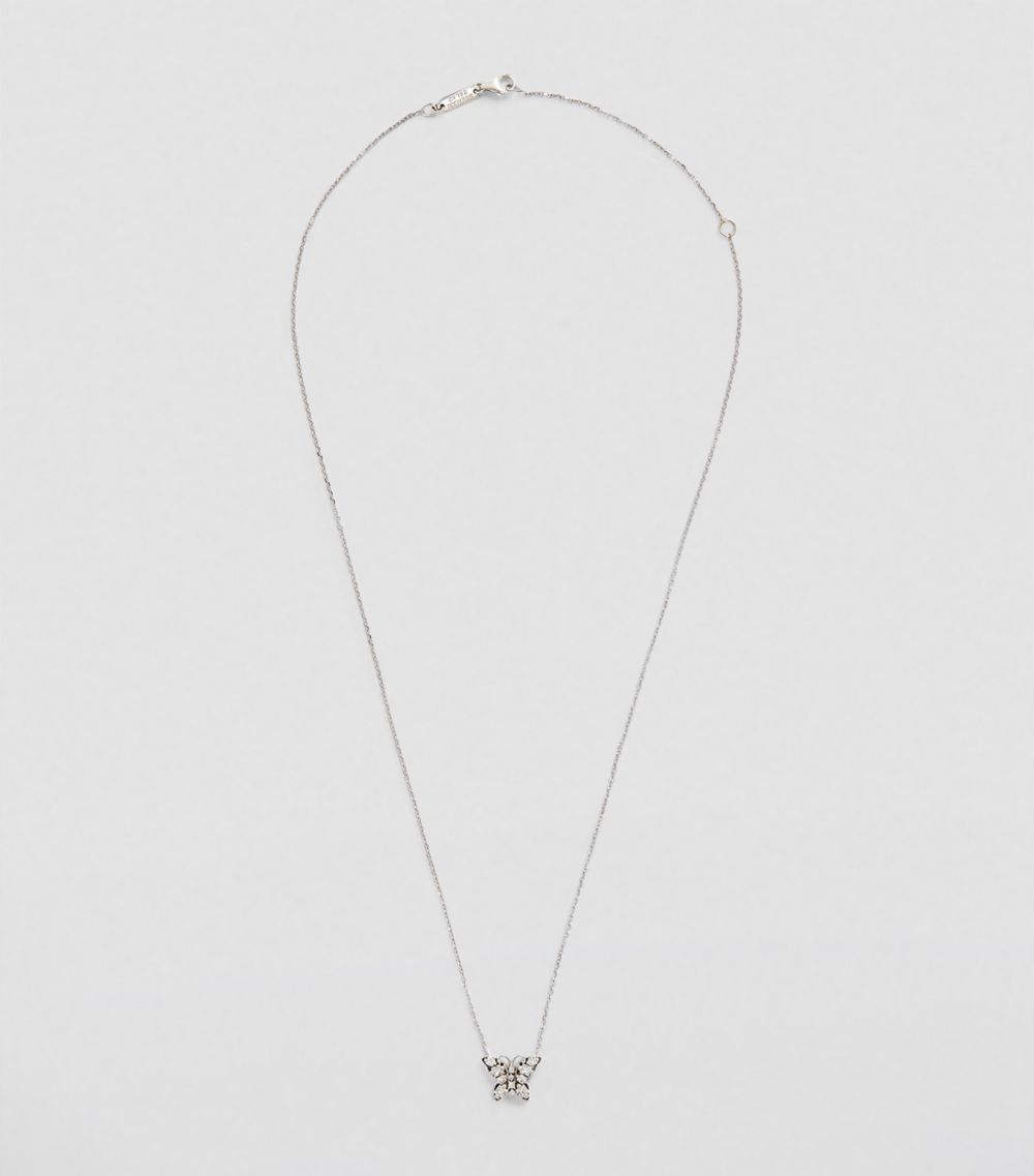 Suzanne Kalan Suzanne Kalan Small White Gold And Diamond Butterfly Necklace