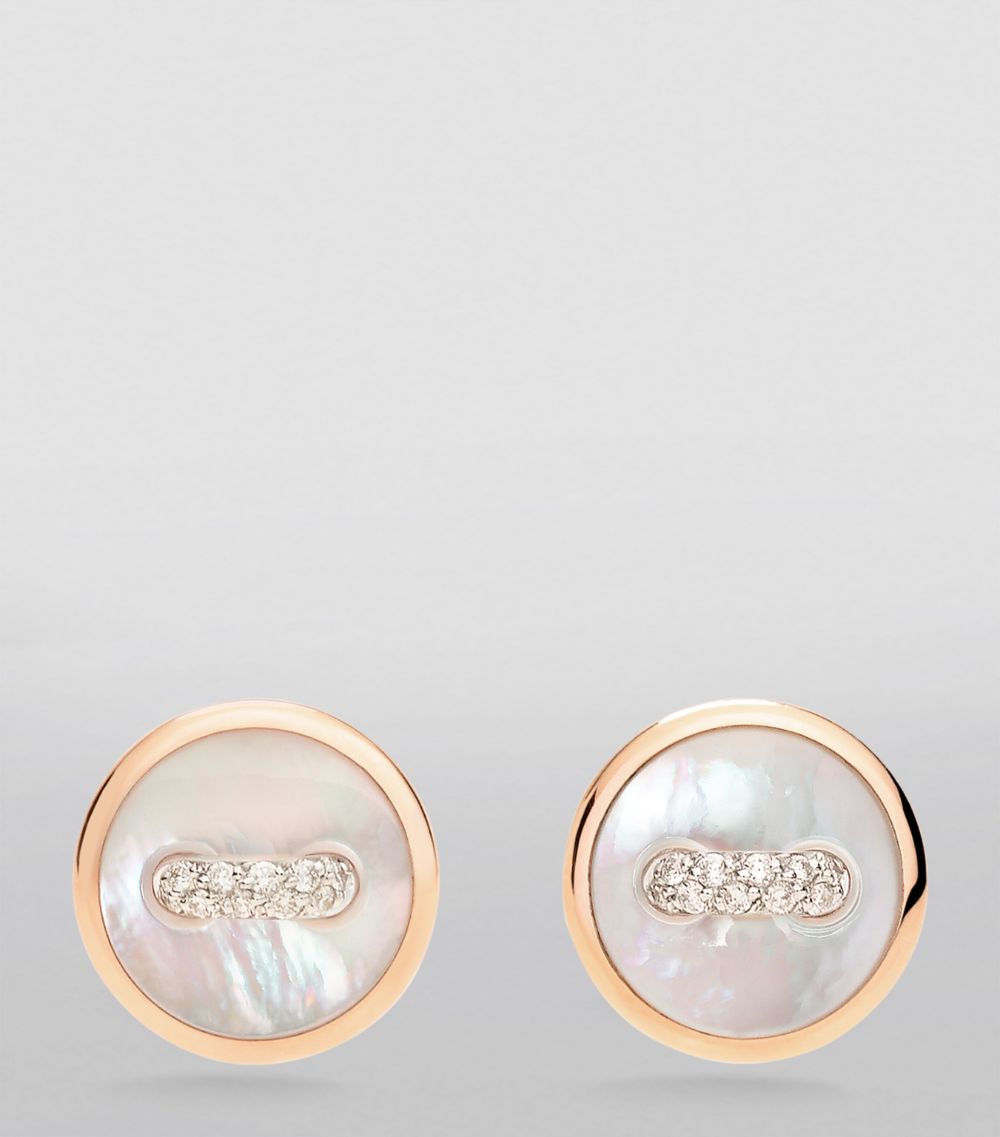 Pomellato Pomellato Rose Gold, Diamond And Mother-Of-Pearl Pom Pom Dot Stud Earrings