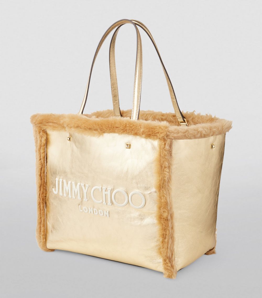 Jimmy Choo Jimmy Choo Leather-Shearling Avenue Tote Bag