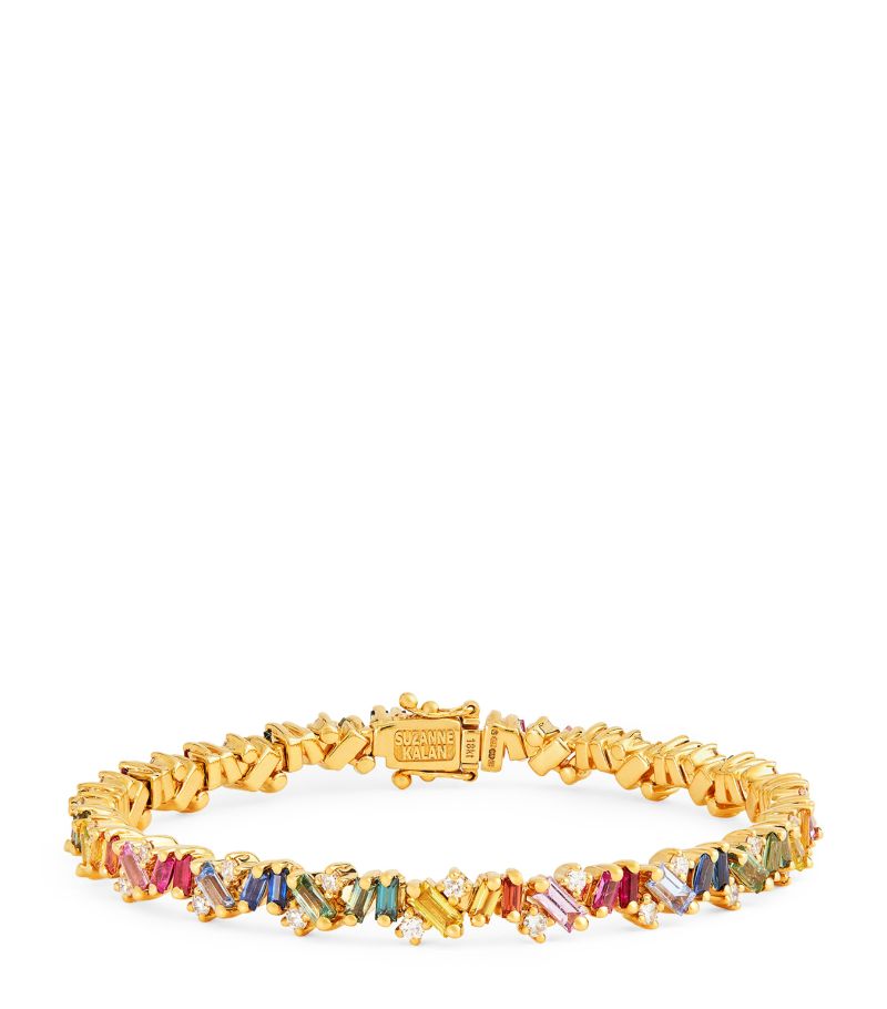 Suzanne Kalan Suzanne Kalan Yellow Gold, Diamond And Rainbow Sapphire Firework Tennis Bracelet