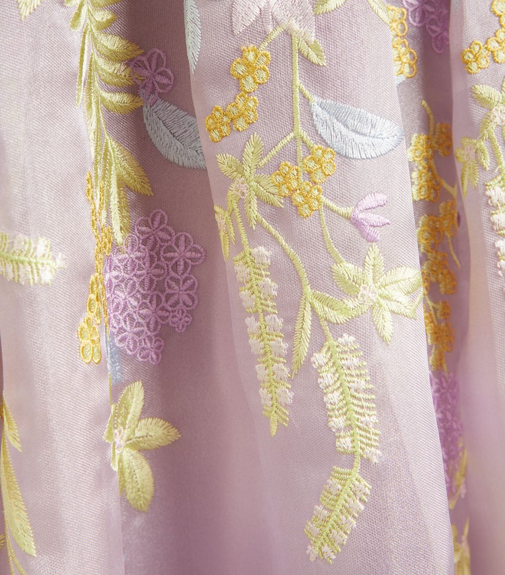 Mischka Aoki Kids Mischka Aoki Kids Floral-Embroidered Cape-Sleeve Dress (6-12 Years)