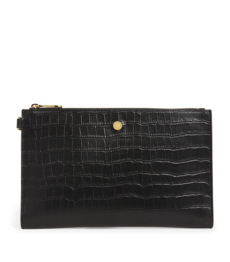 Harrods Harrods Medium Croc-Embossed Leather Pouch