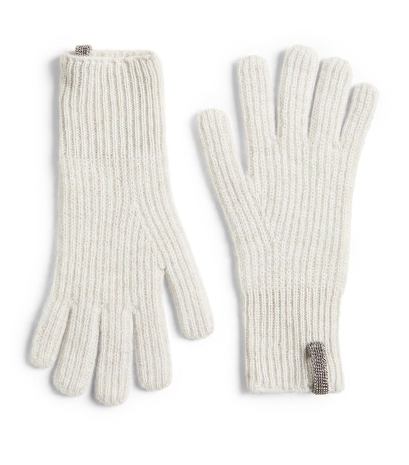 Brunello Cucinelli Kids Brunello Cucinelli Kids Cashmere Monili-Trim Gloves